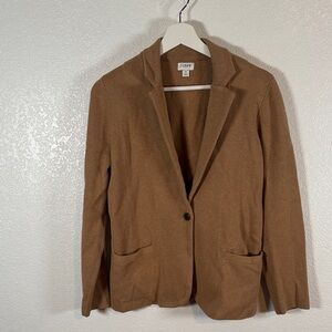J. Crew Tan Neutral Single Button Soft Knit Blazer Size Small Timeless Classic